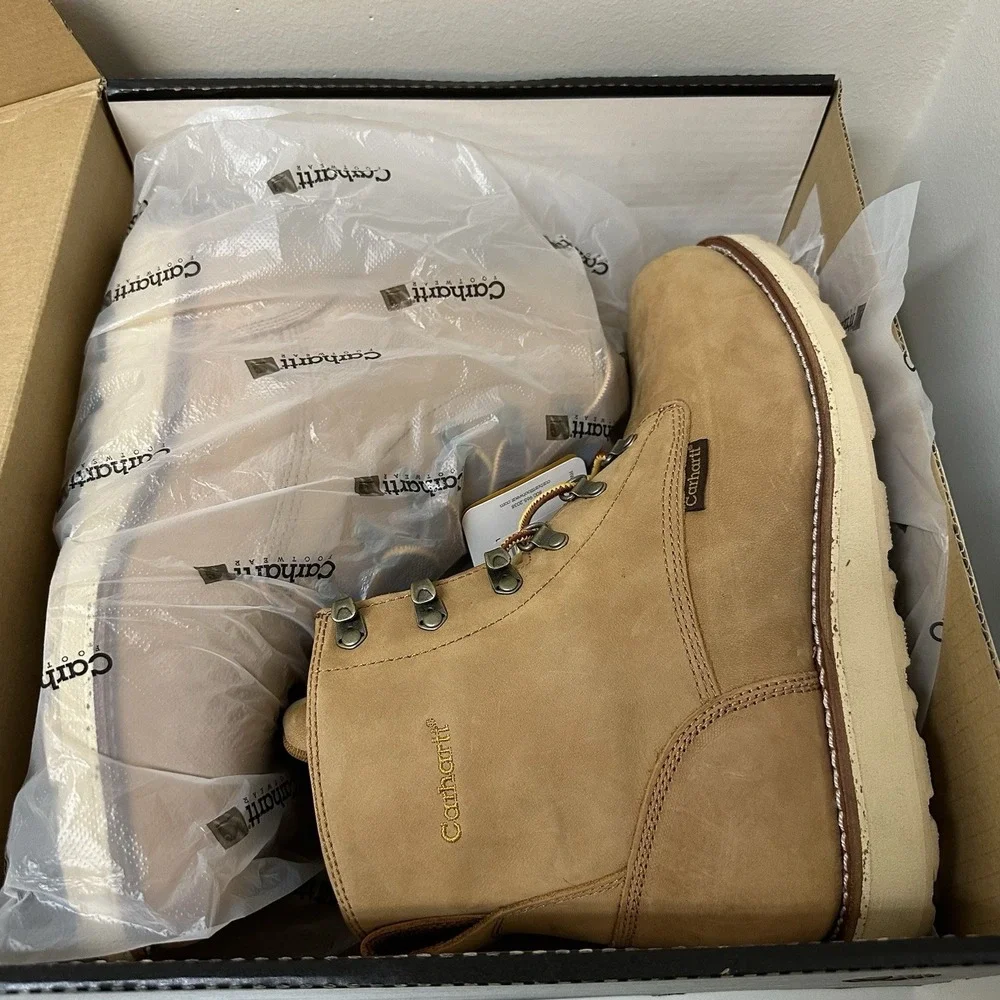 Carhartt Leather Slip Resistant Soft Toe Wedge Work Boot Style 3915 Size 12EE